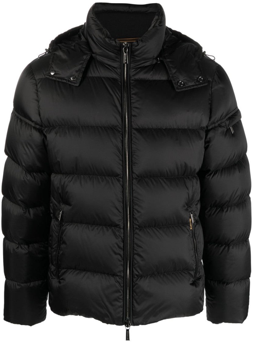 Moorer Puffy Black Coat With High Collar