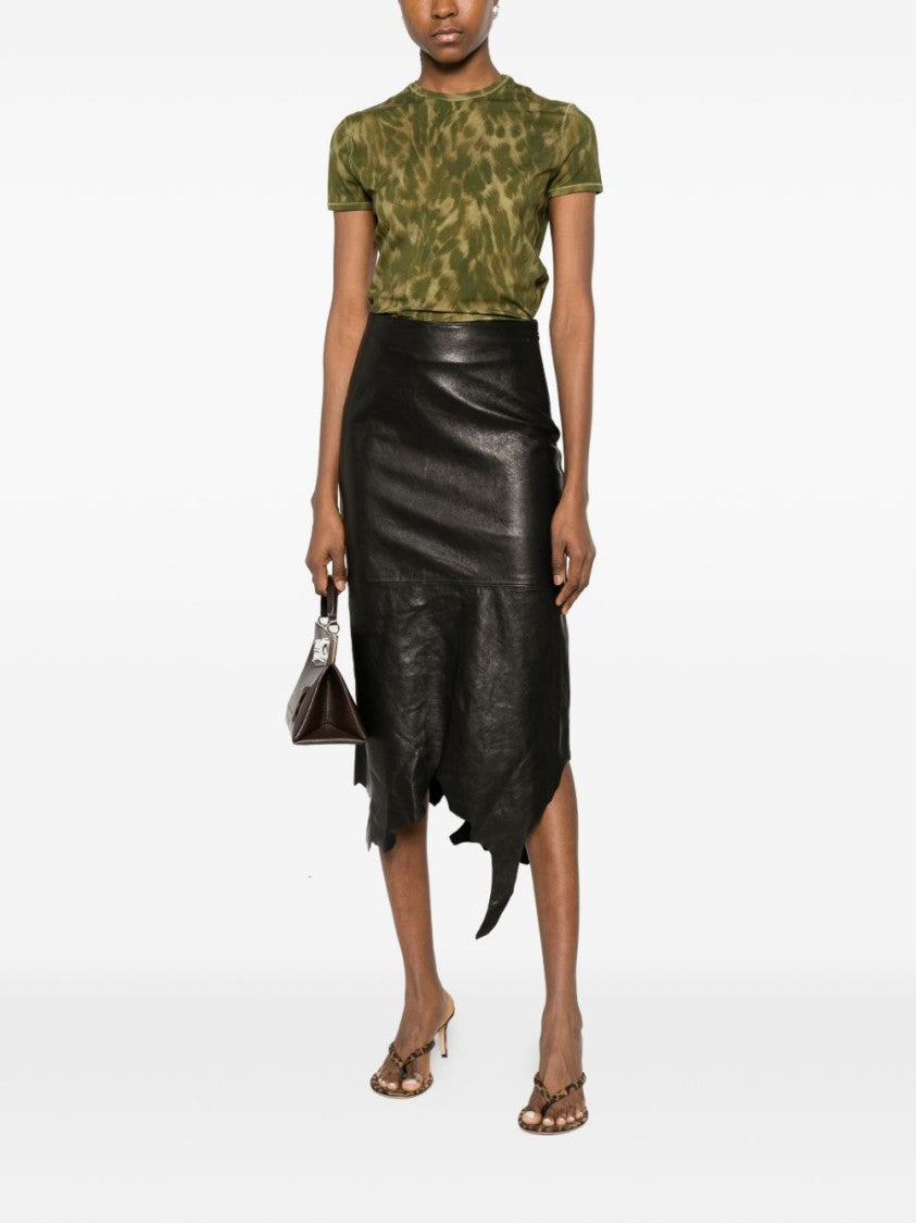 Diesel Black Silk And Nylon Pencil Skirt