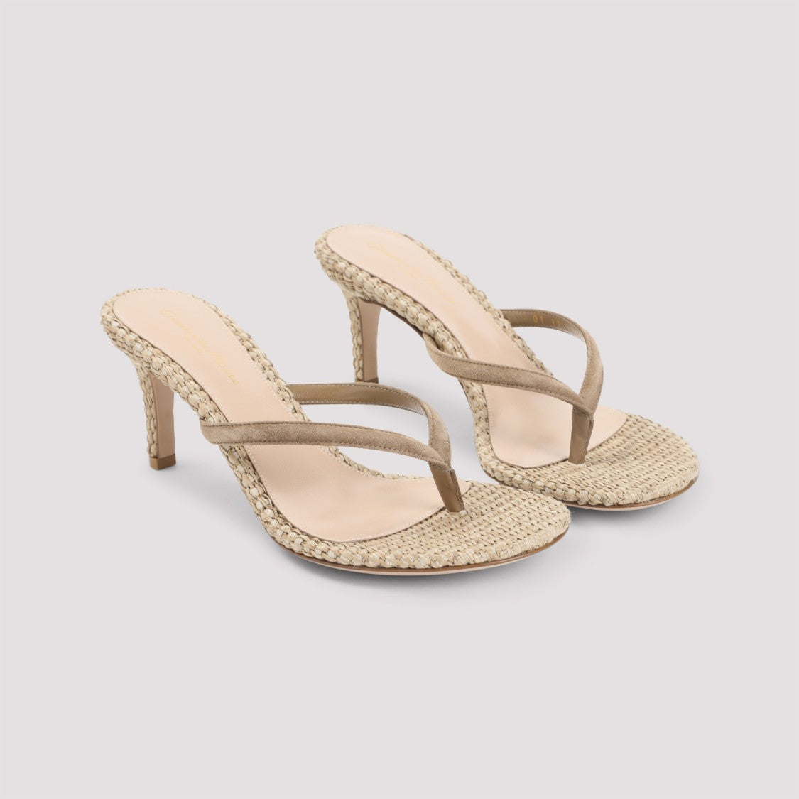 Gianvito Rossi Slender-Heeled Sandals With Woven Straw Base