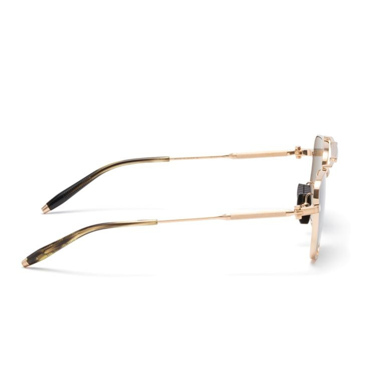 Akoni Square-Shaped Gold Frame Sunglasses With Double Bridge Design