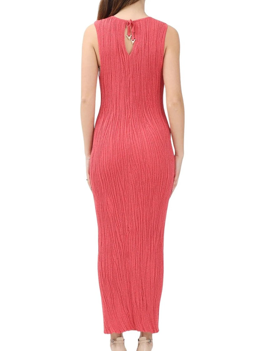 Akep Red Viscose Polyamide Polyester Knit Dress