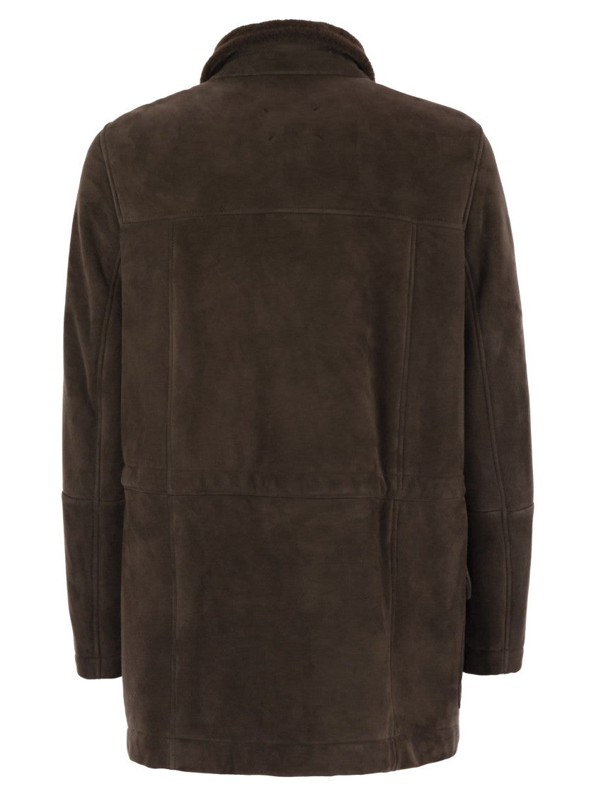 Brunello Cucinelli Tone-On-Tone Suede Shearling Coat