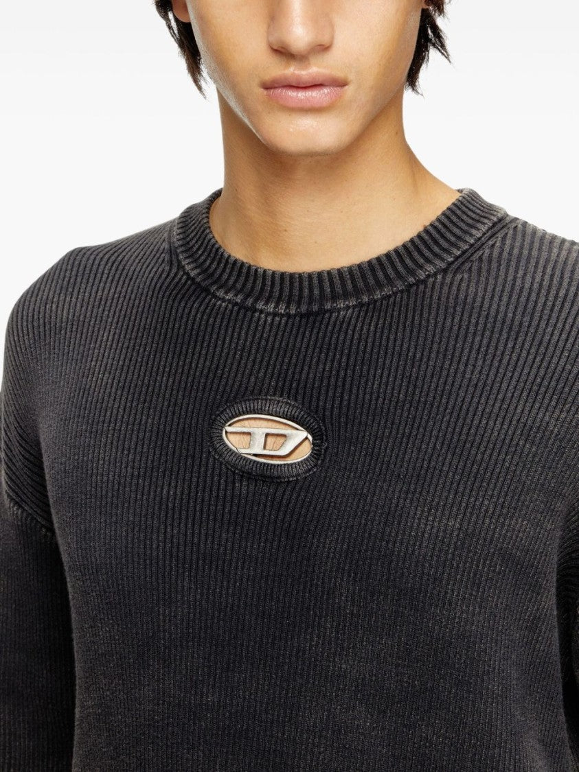 Diesel Black Ribbed Cut-Out Sweater