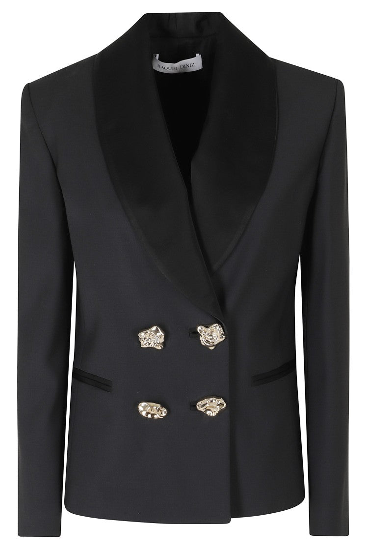 Raquel Diniz Black Alessia Boxy Wool-Blend Blazer