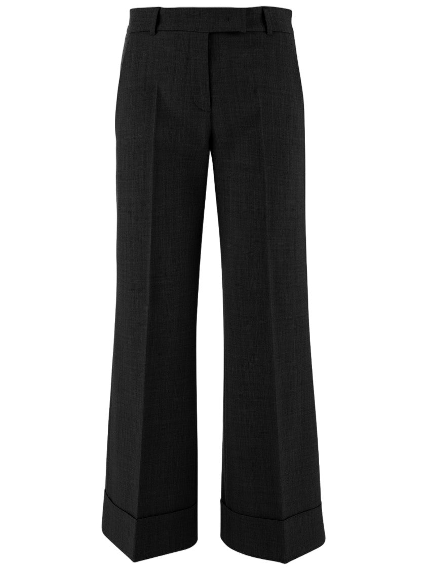 Ql2 Black Tailored Crease Wool Formal Pants