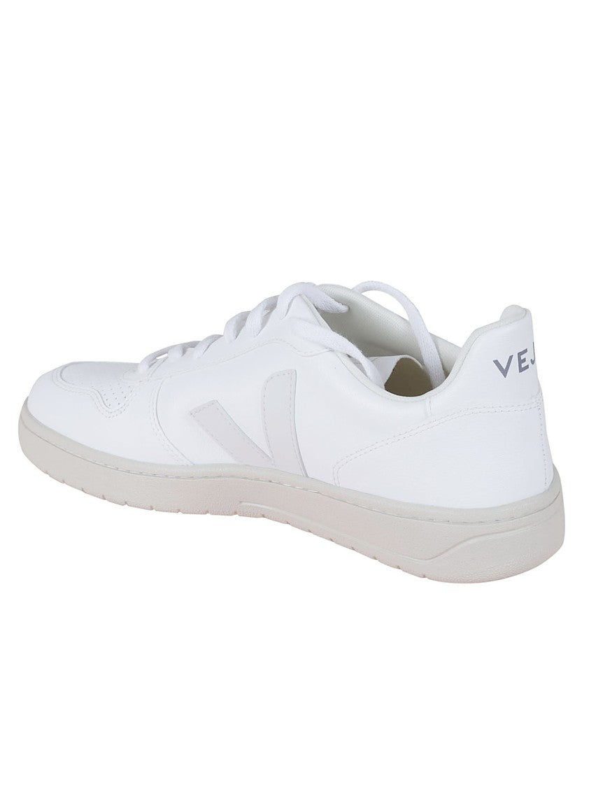 Veja Minimalist Leather Sneakers With Perforated Detailing