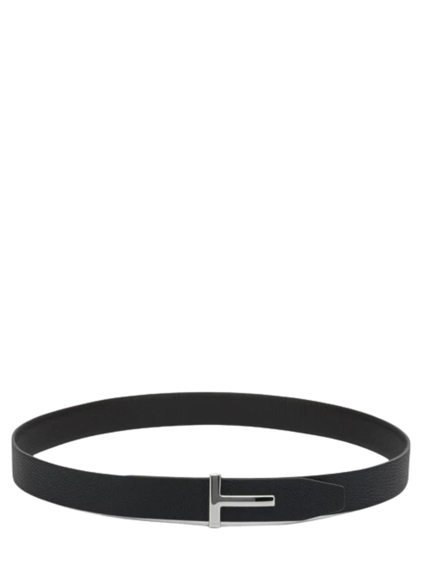 Tom Ford Minimalist Leather Belt With Distinctive 'T' Buckle