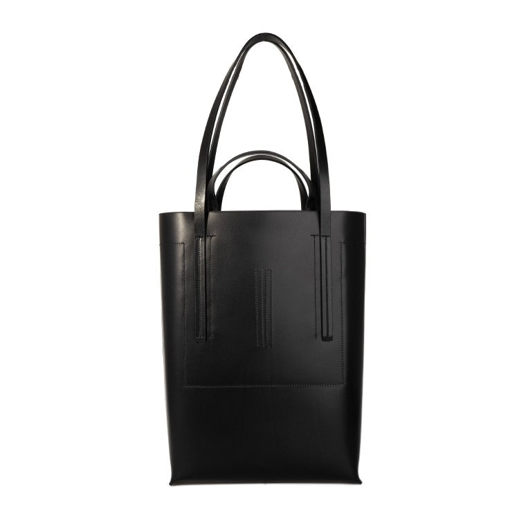 Rick Owens Structured Black Leather Tote Bag