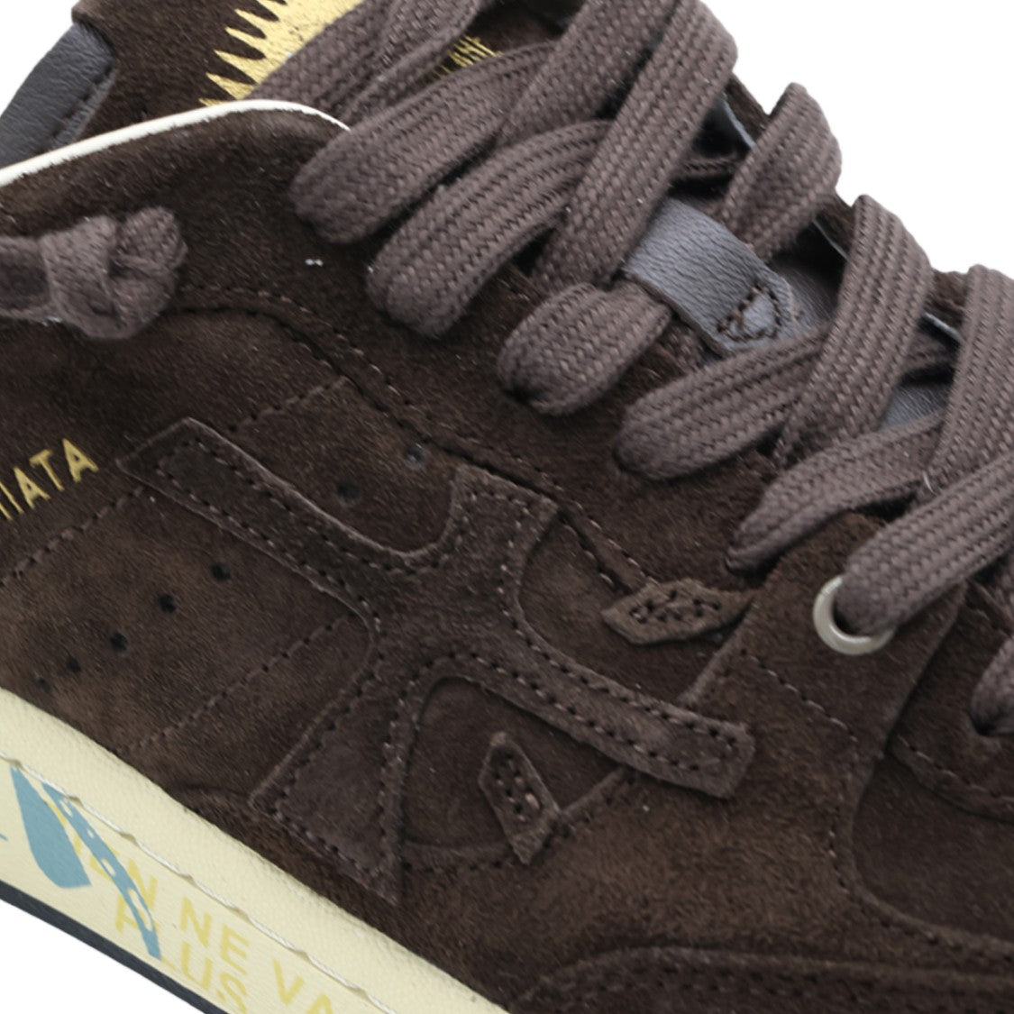 Premiata Dark Brown Suede Contrast Sole Sneakers