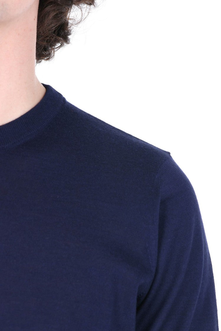 Drumohr Navy Cashmere-Wool-Silk Crewneck Sweater
