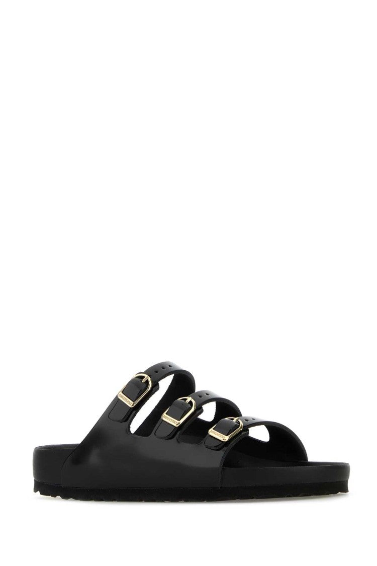 Birkenstock Black Leather Florida Slippers