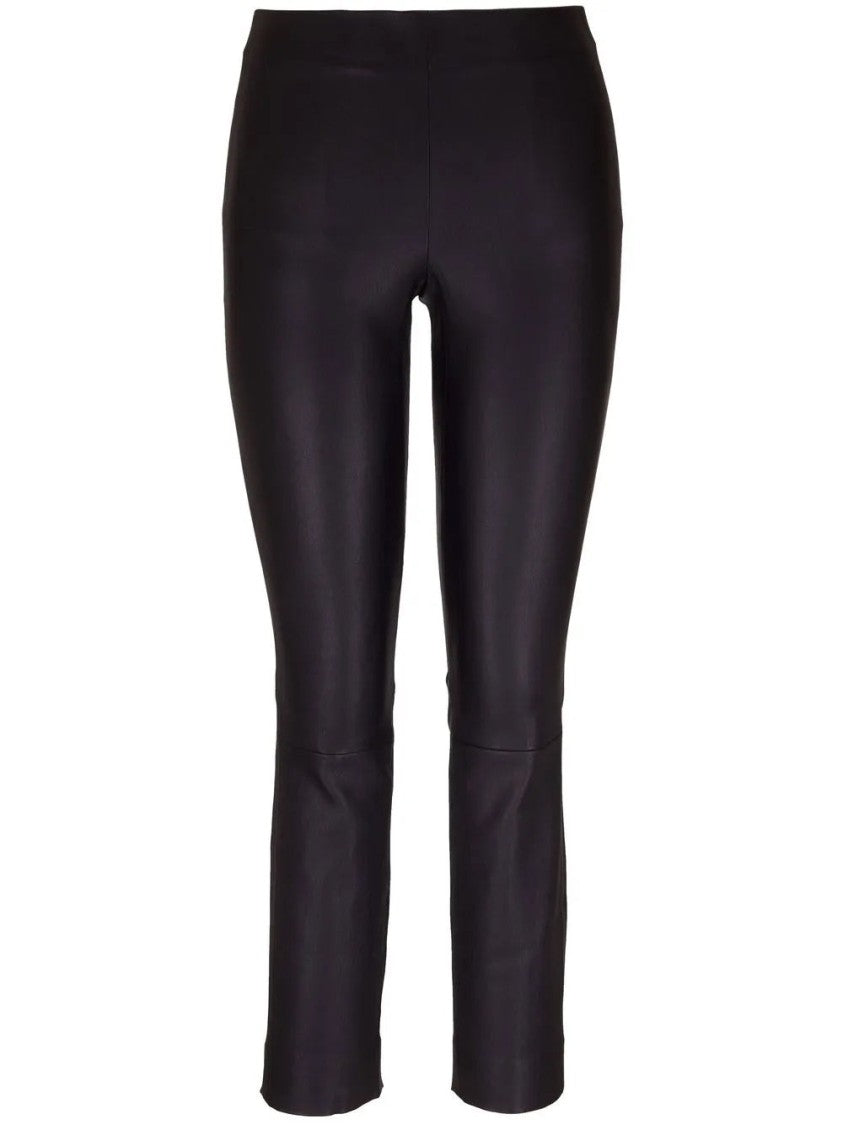 Vince Cropped Black Leggings In Sheep Leather