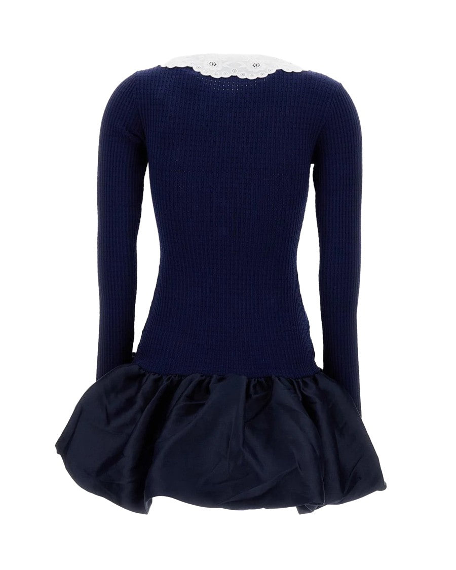 Self-Portrait Fitted Balloon Mini Dress With Lace Collar