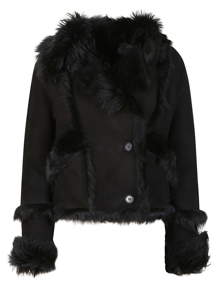 Salvatore Santoro Cropped Leather Jacket With Plush Fur Trim