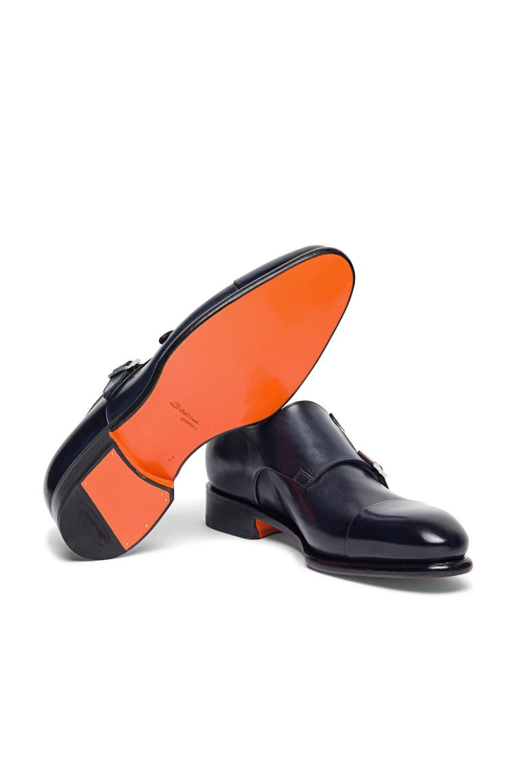 Santoni Double-Buckle Goodyear Hand-Antiqued Shoes