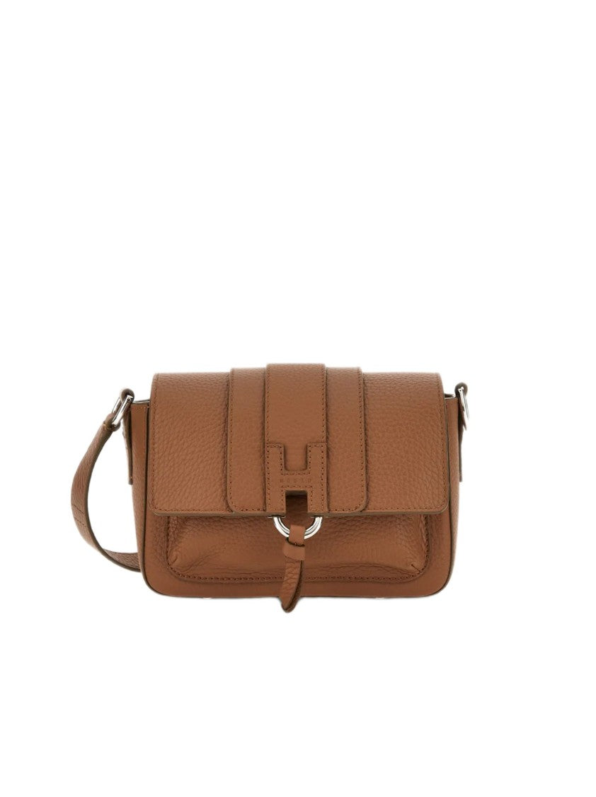 Hogan Textured Hammered Leather Flap Bag