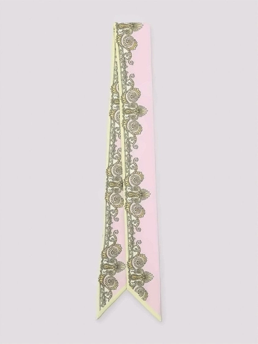 Versace Baroque Pattern Silk Scarf With Pointed Ends