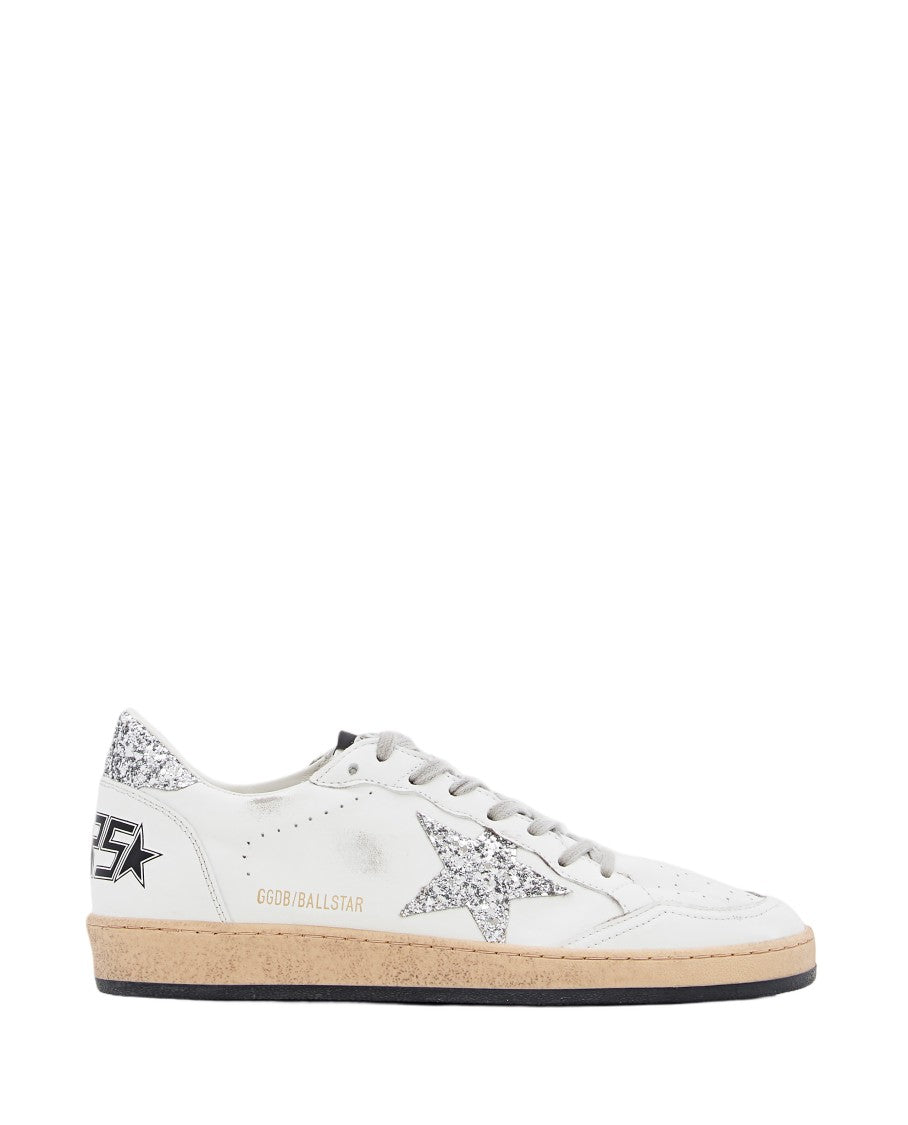 Golden Goose Ballstar Leather And Glitter Sneakers