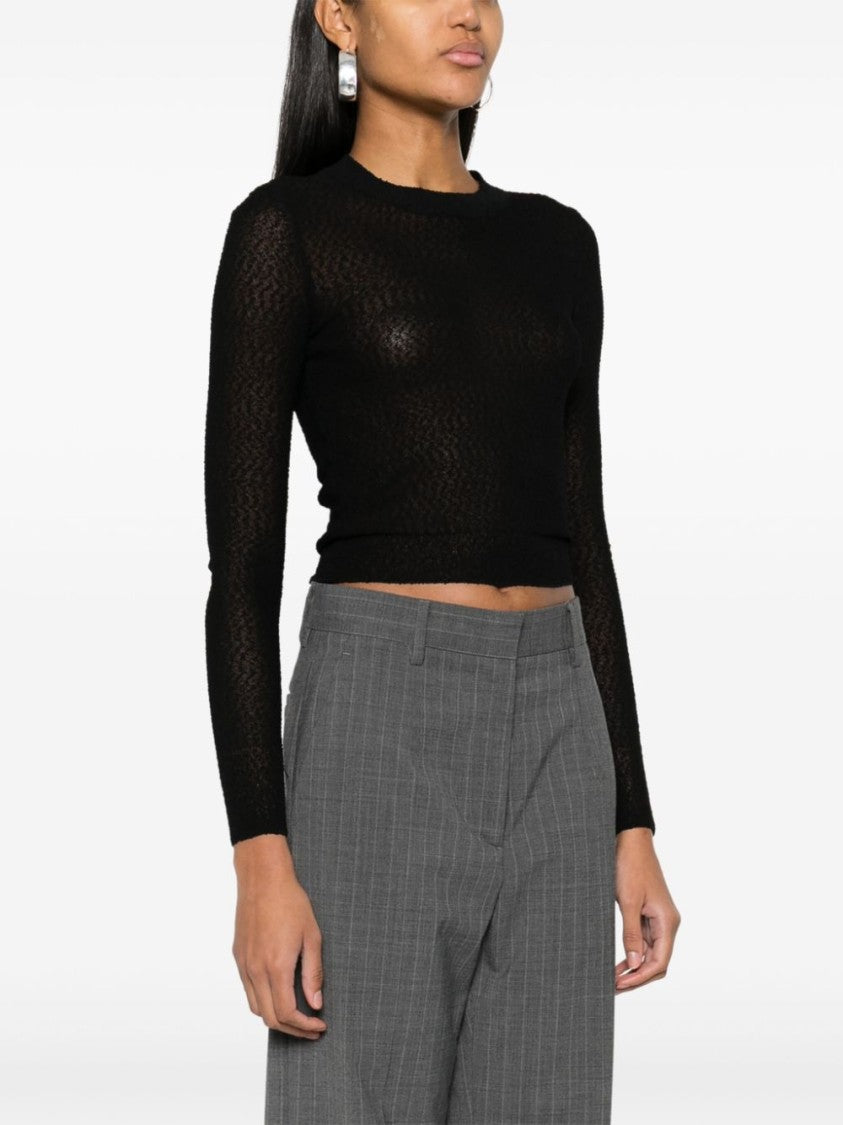 Ami Paris Semi-Sheer Bouclé Texture Sweater