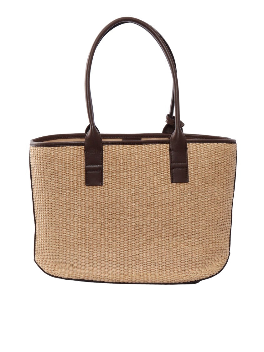 Hogan Address Shopping Woven Raffia Tote Bag