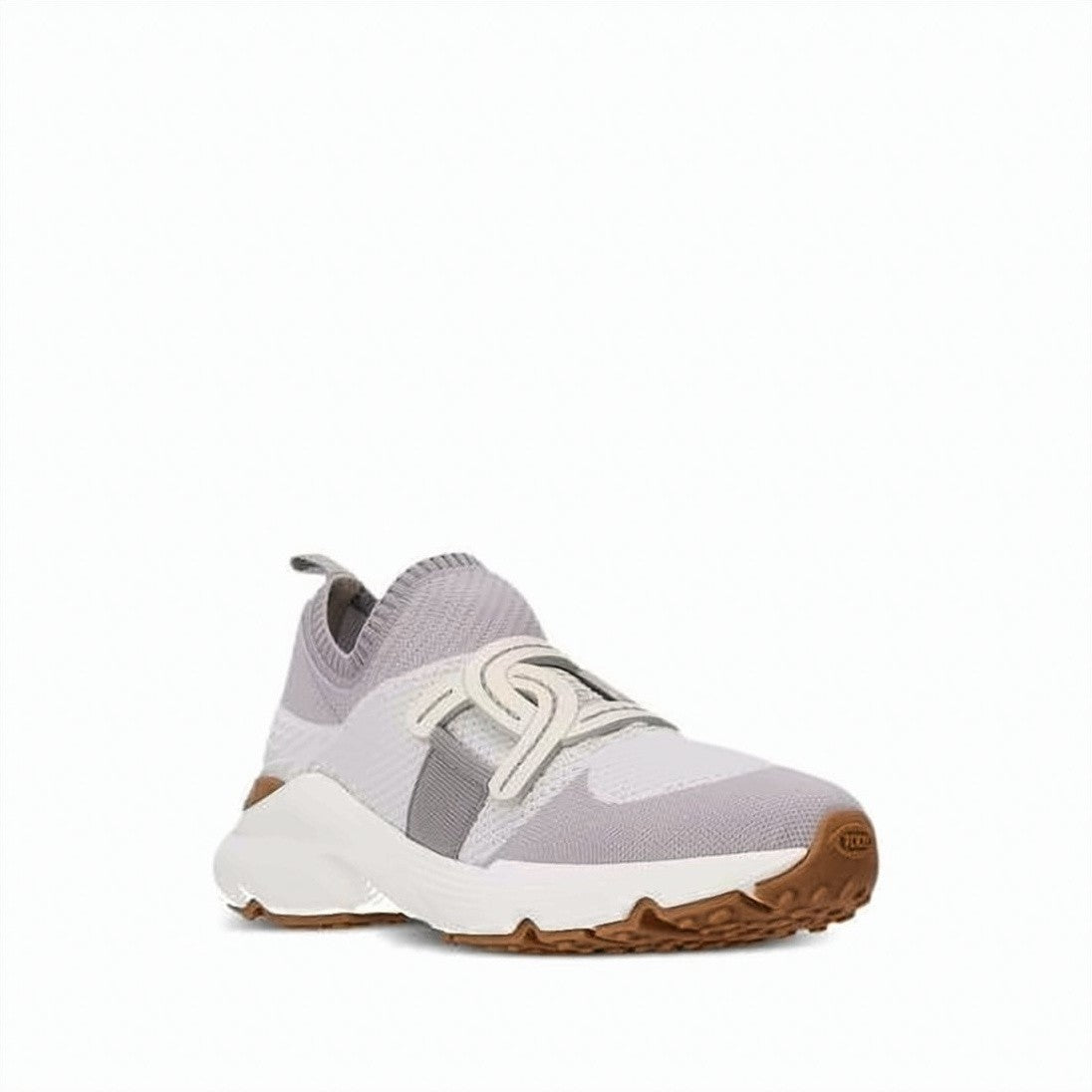 Tod's Knitted Grey Sneakers With Leather Accents