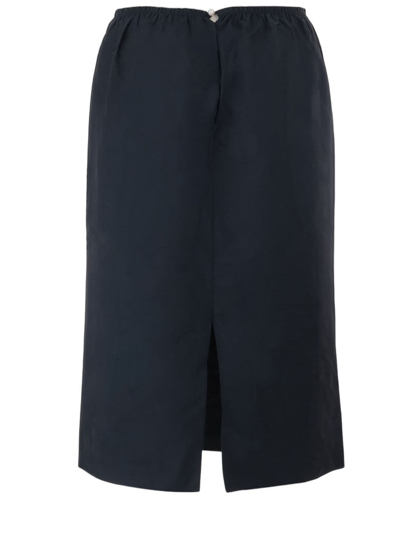 Carven Dark Navy Back-Slit Nylon Midi Skirt