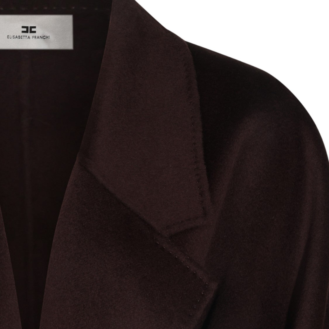 Elisabetta Franchi Long Tailored Coat With Wide Lapel And Self-Tie Belt