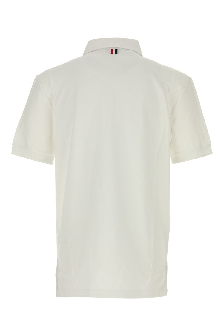 Thom Browne Classic White Polo With Subtle Stripe Detail