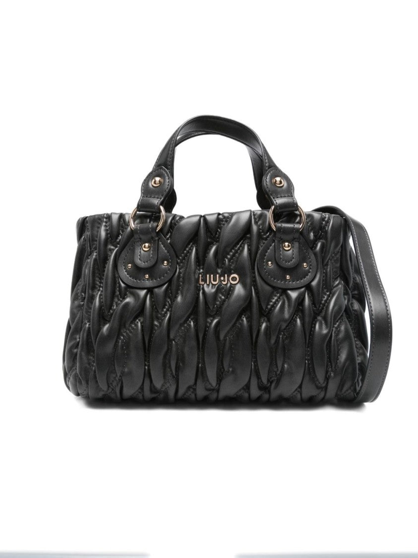 Liu Jo Quilted Black Handbag With Gold-Tone Accents