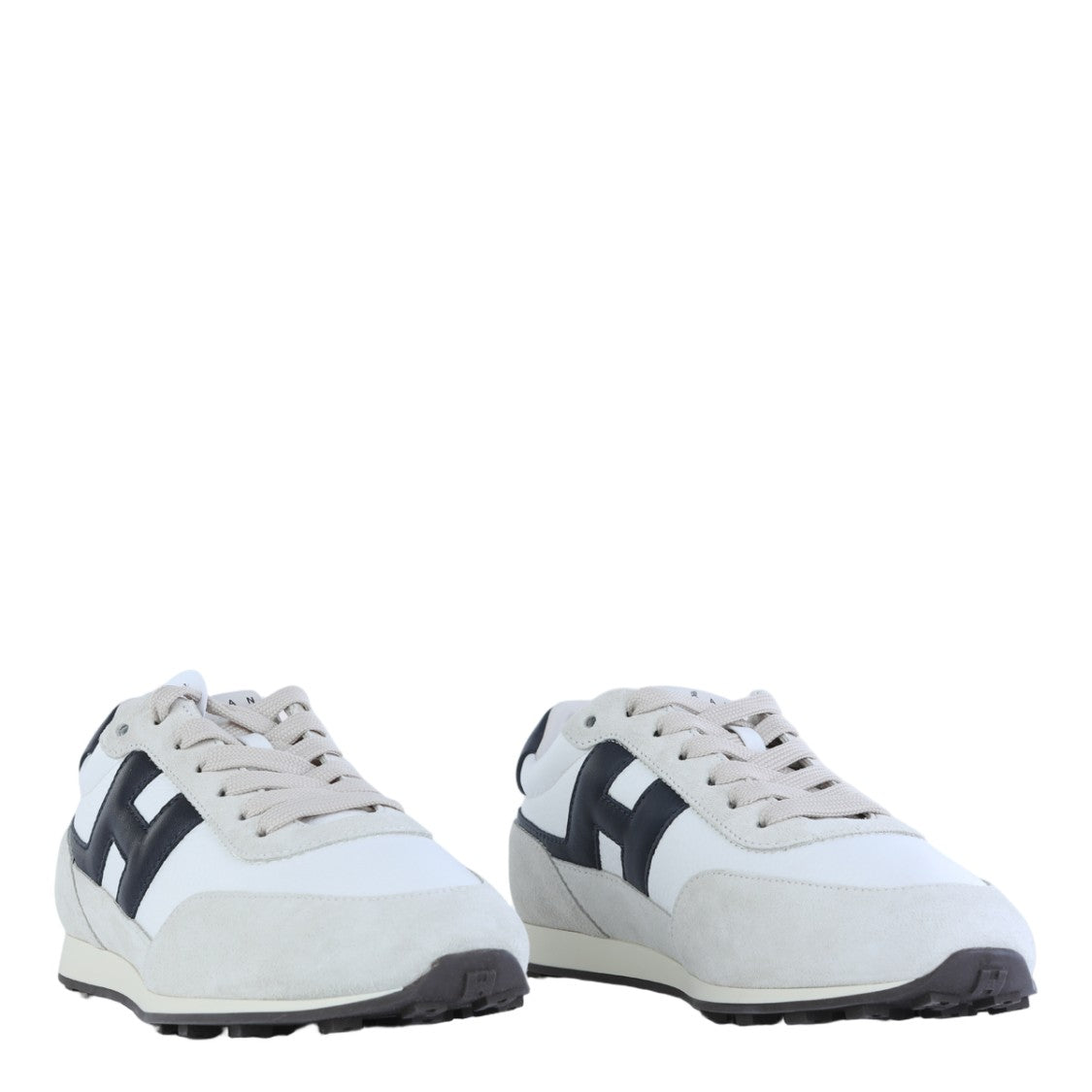 Hogan White Sneakers With Grey Suede Overlays
