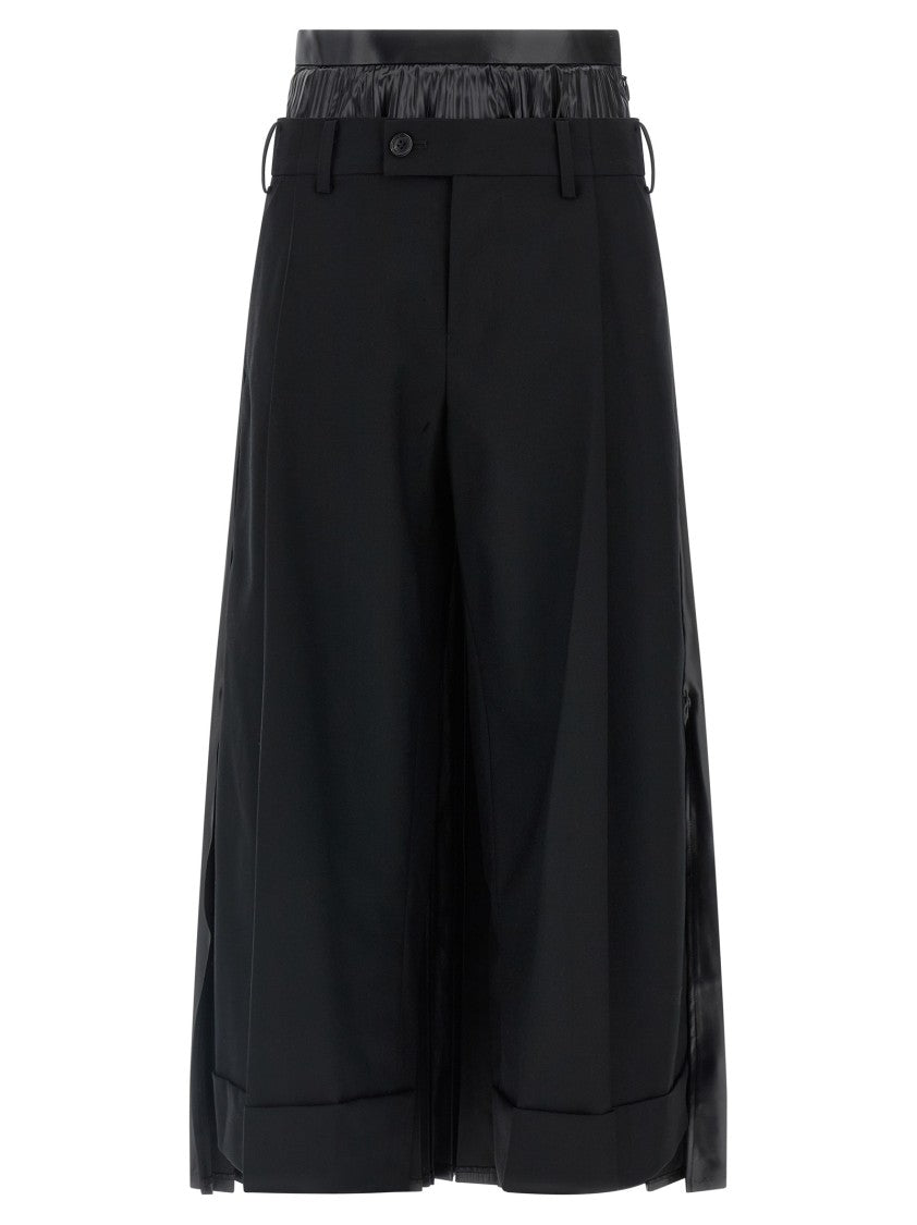 Junya Watanabe Double Layer Wide Leg Trousers With Pleated Fabric Back