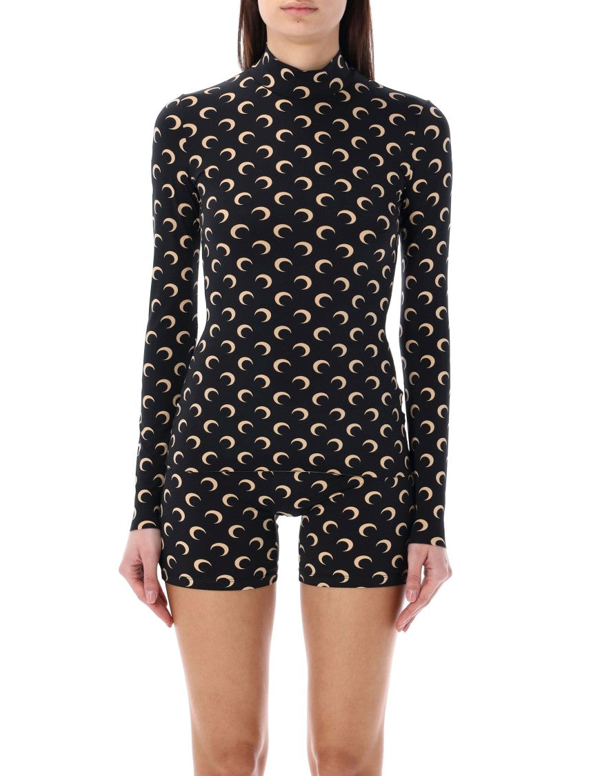 Marine Serre Allover Moon High-Neck Top