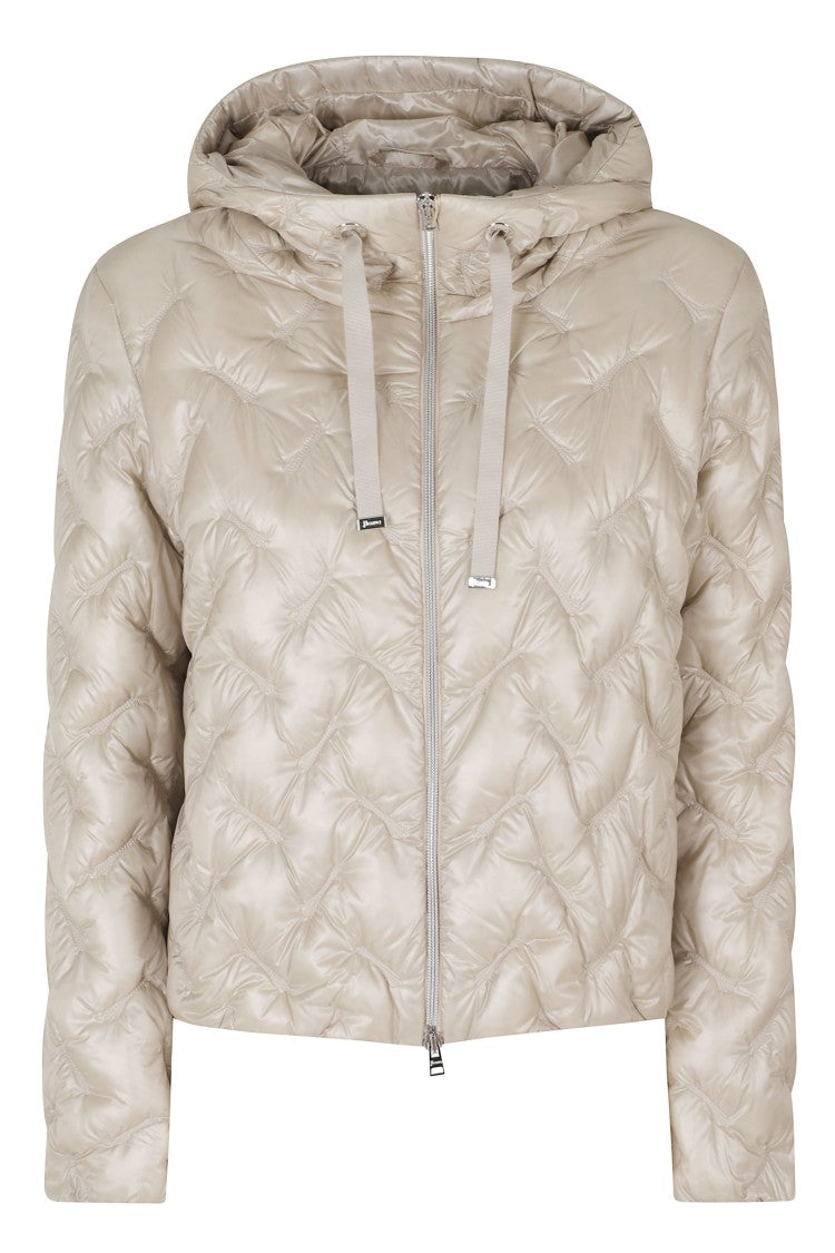 Herno Chantilly High Neck Drawstring Double-Slider Zip Polyamide Down Jacket