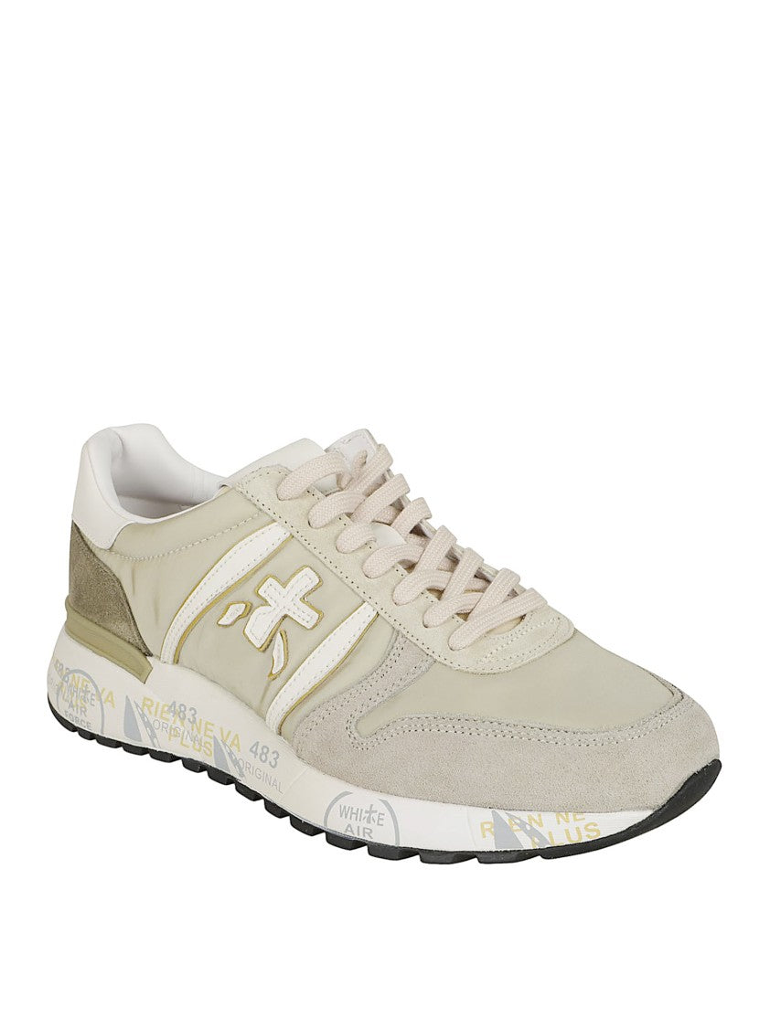 Premiata Beige Suede And Nylon Sneakers With Ergonomic Sole
