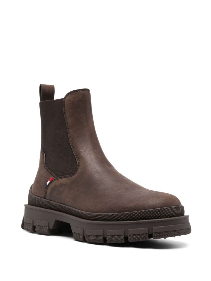 Moncler Ankle-High Multicolour Boots With Textured Leather And Rugged Sole