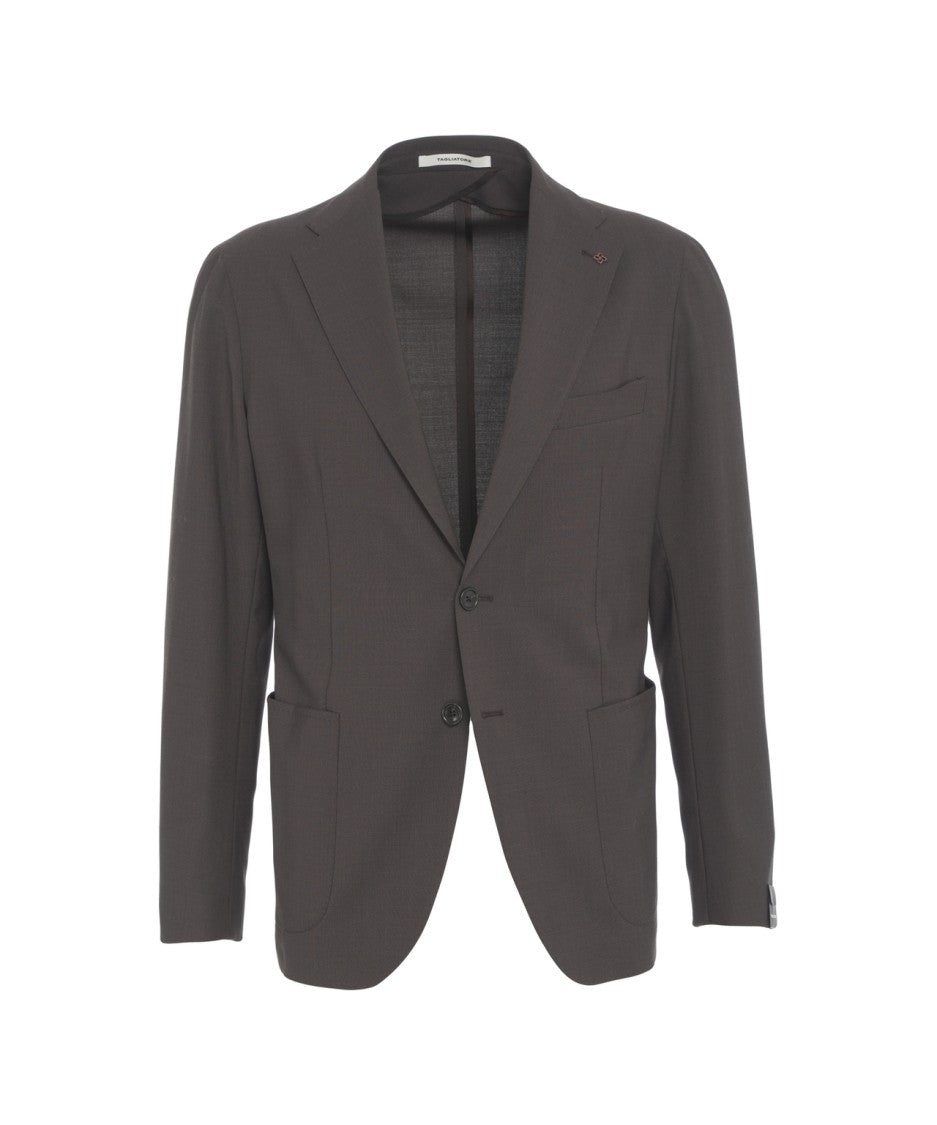 Tagliatore Single-Breasted Brown Wool Blend Blazer