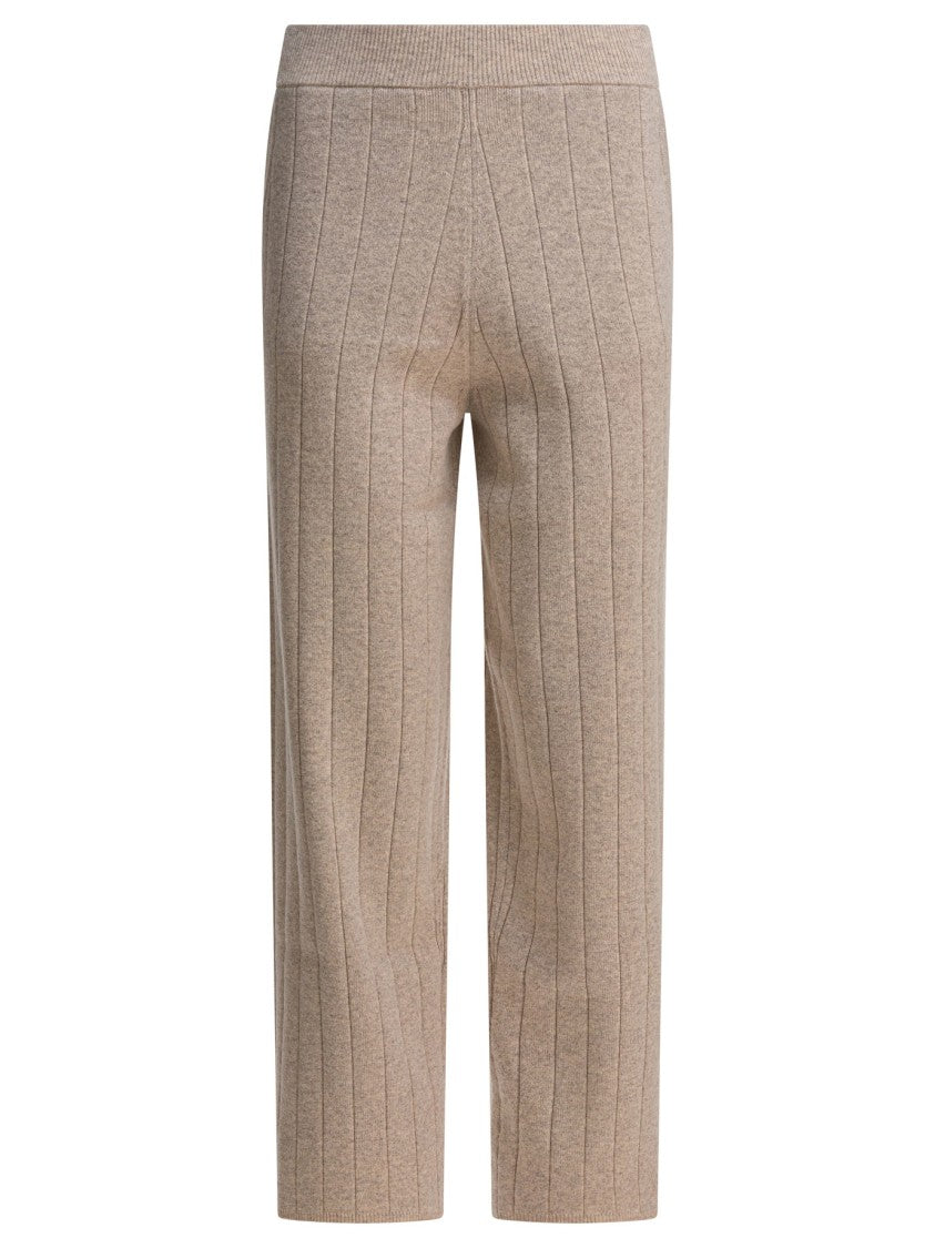 Max Mara Plush Cashmere Trousers With Ribbed Waistband