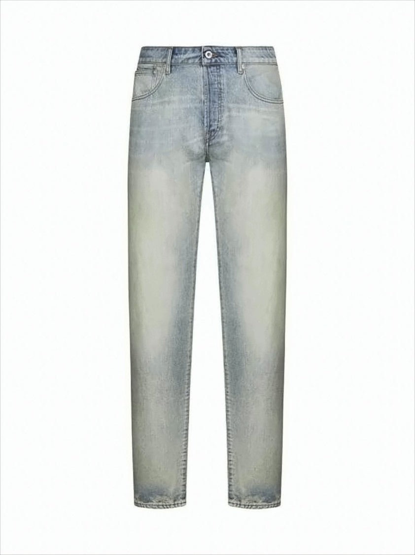 Kenzo Relaxed Fit Light Blue Denim Pants With Classic Five-Pocket Styling