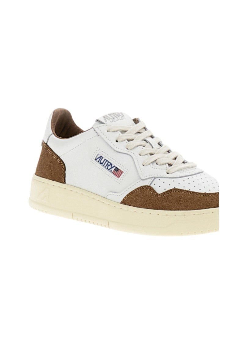 Autry White Brown Medalist Low Leather Suede Sneakers