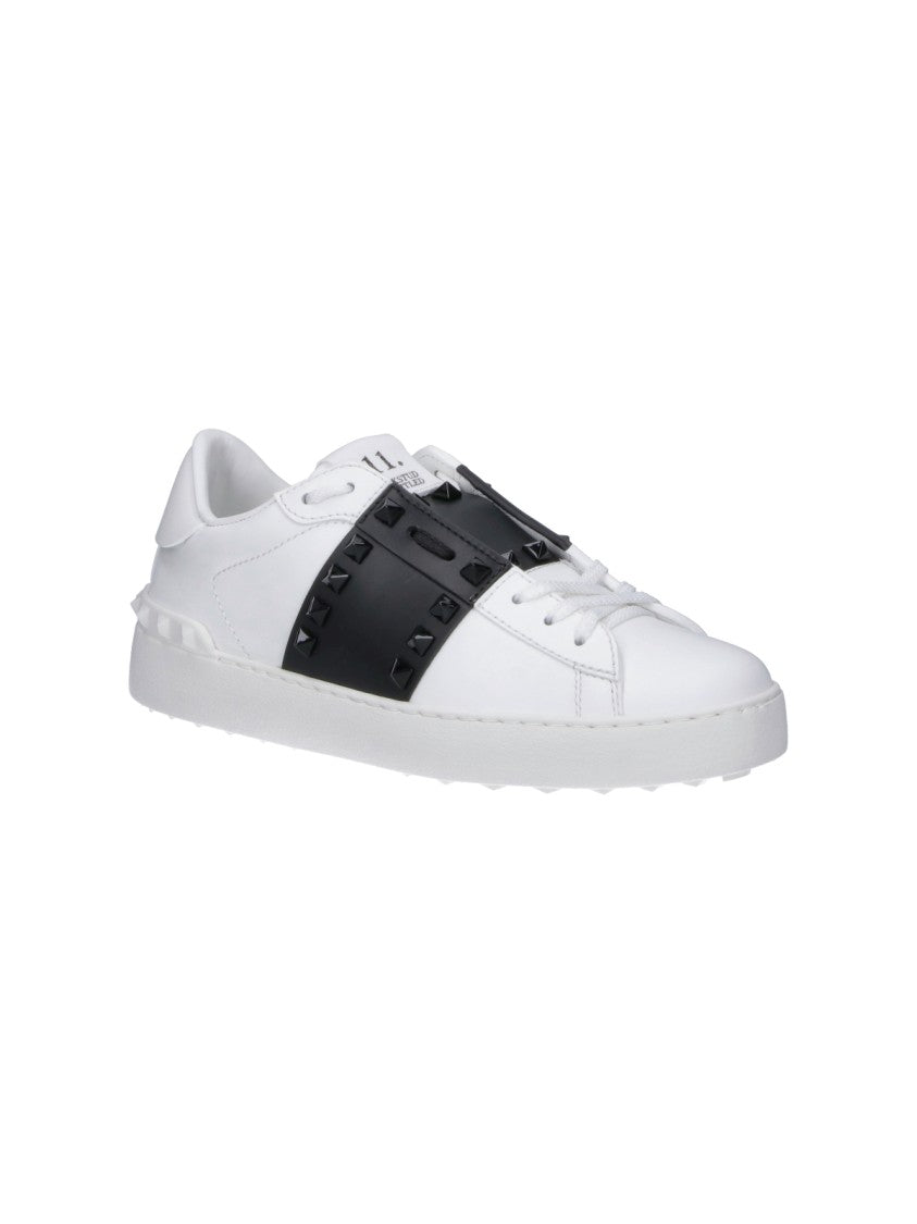 Valentino Garavani Pyramid Studded Low-Top Sneakers In White Calf Leather