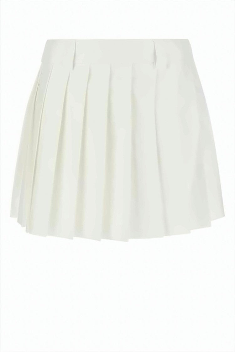 Miu Miu Pleated White Midi Skirt With Structured Silhouette