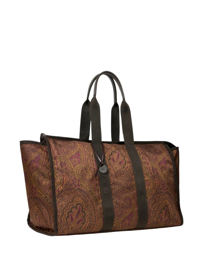 Etro Paisley Print Nylon Luggage With Top Handles And Zip Closure