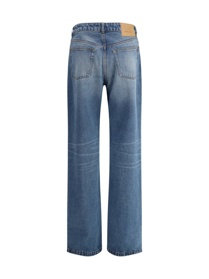 Ami Mid-Blue Straight-Leg Denim Pants With Five-Pocket Design
