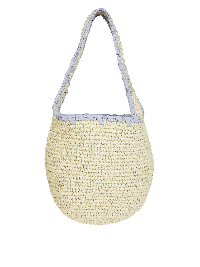 Marni Rounded Woven Shoulder Bag With Contrasting Strap