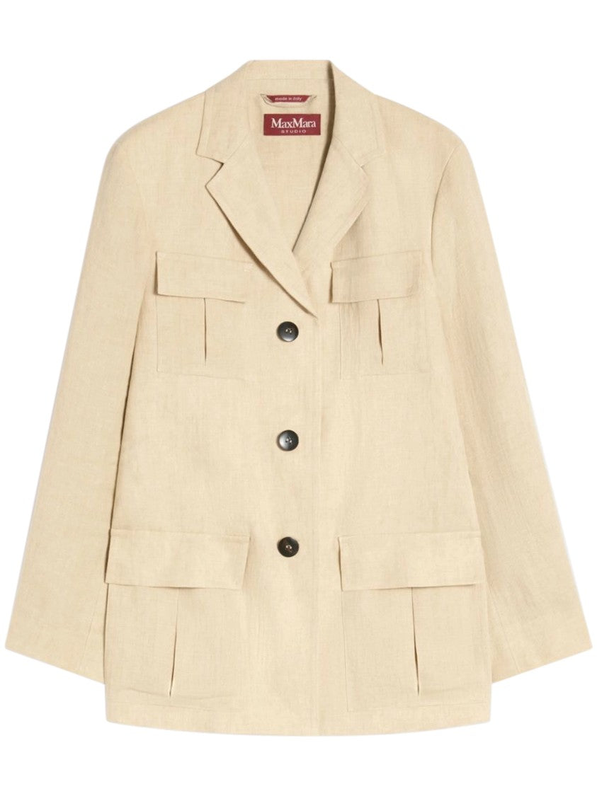 Max Mara Relaxed Linen Jacket With Notched Lapel
