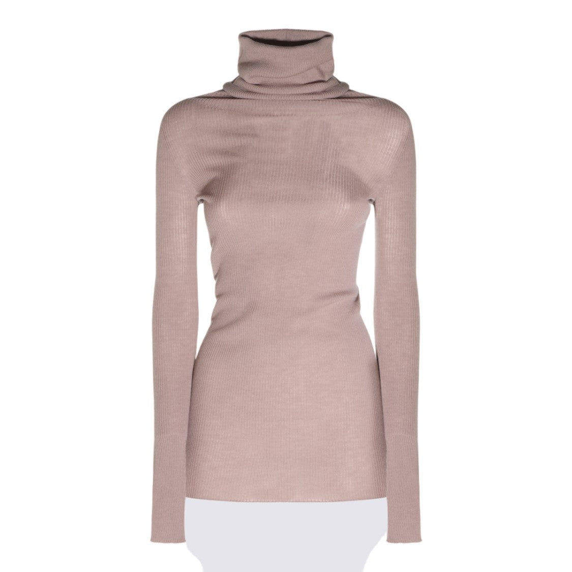 Rick Owens Fitted Silhouette Sweater With Turtleneck And Ribbed Texture