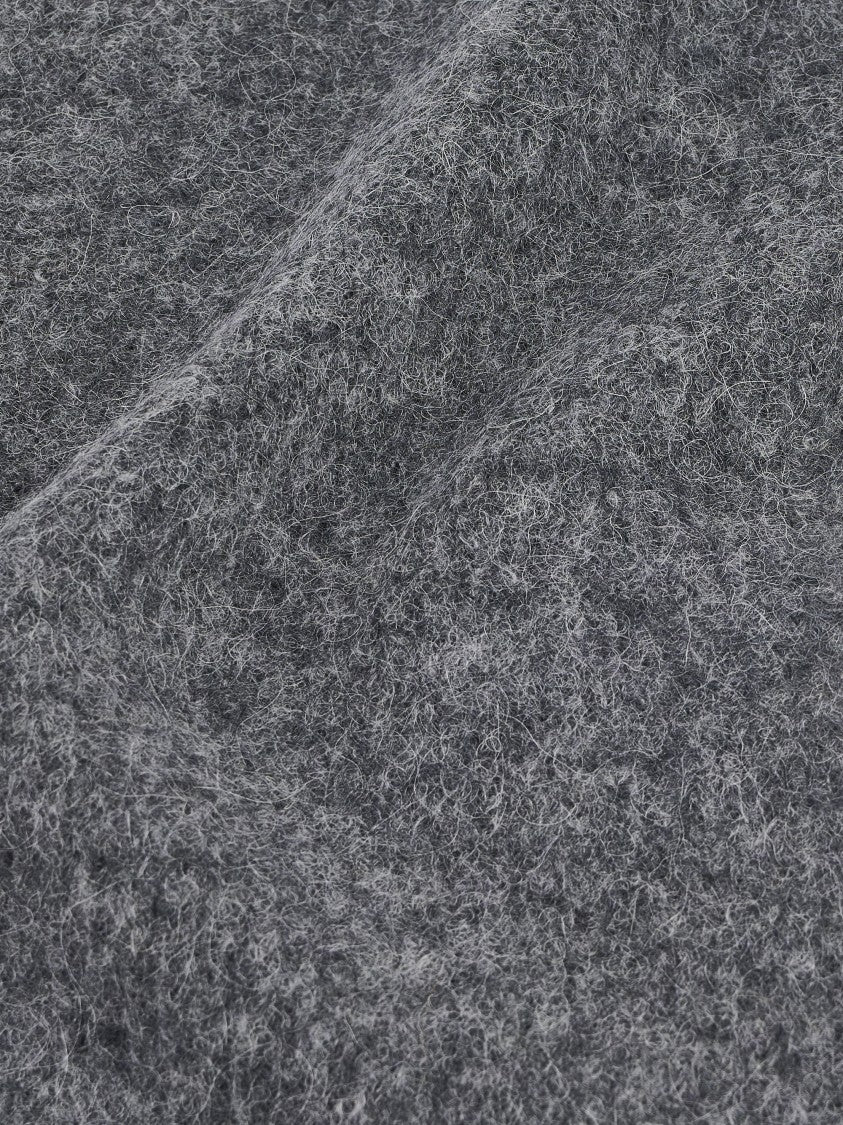 Ganni Plush Grey Wool Balaclava