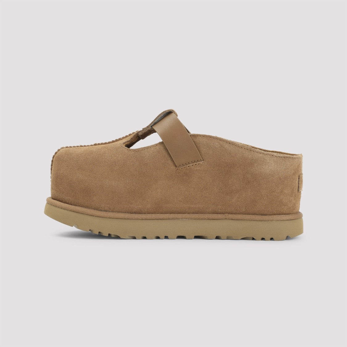 Ugg Brown Suede Slip-On Shoes With Adjustable Strap And Cushioned Sole