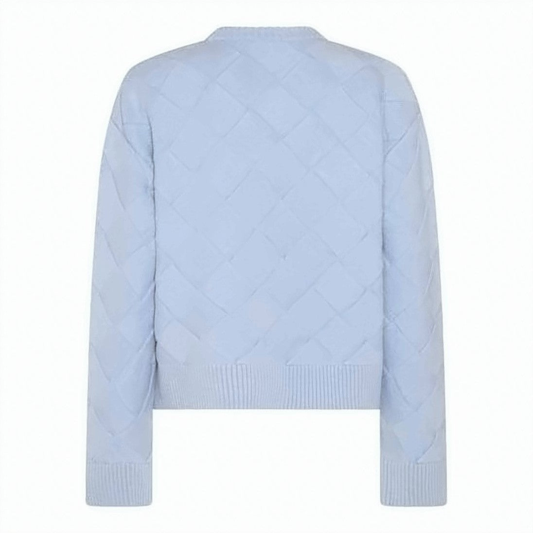 Bottega Veneta Quilted Light Blue Sweater With Classic Crew Neckline