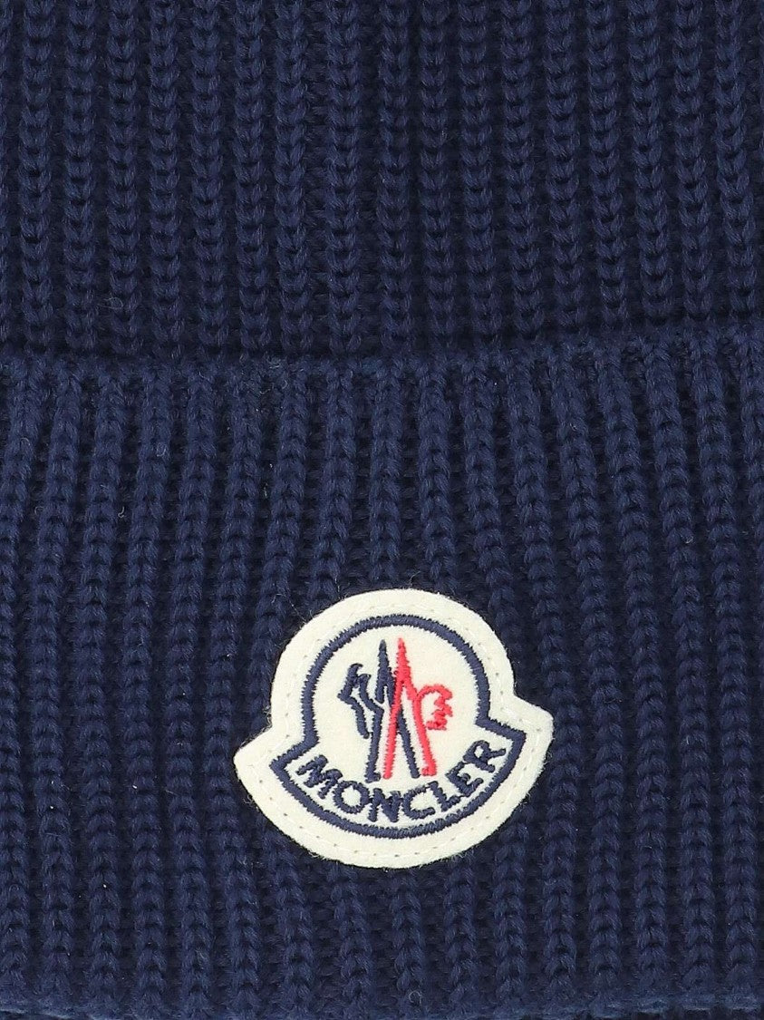 Moncler Folded Cuff Cotton Beanie With Logo Patch